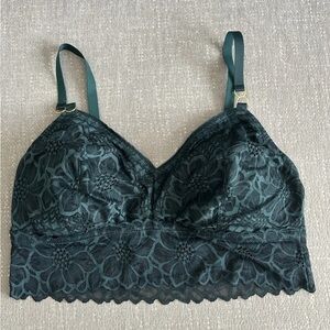 Aerie Green Lace Padded Longline Strappy Bralette Size Xl